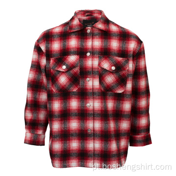 Camisa de flanela grossa masculina com cheque de inverno